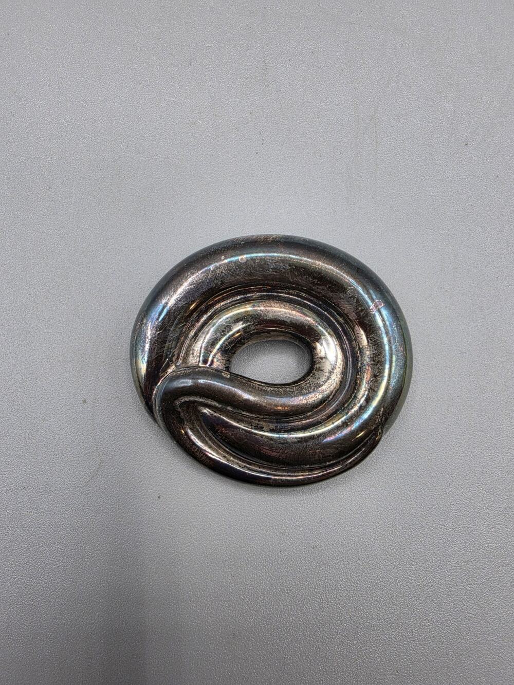 VTG 925 Electroform Brooch Freeform Swirl Pin Pendant Artist Signed Modernist